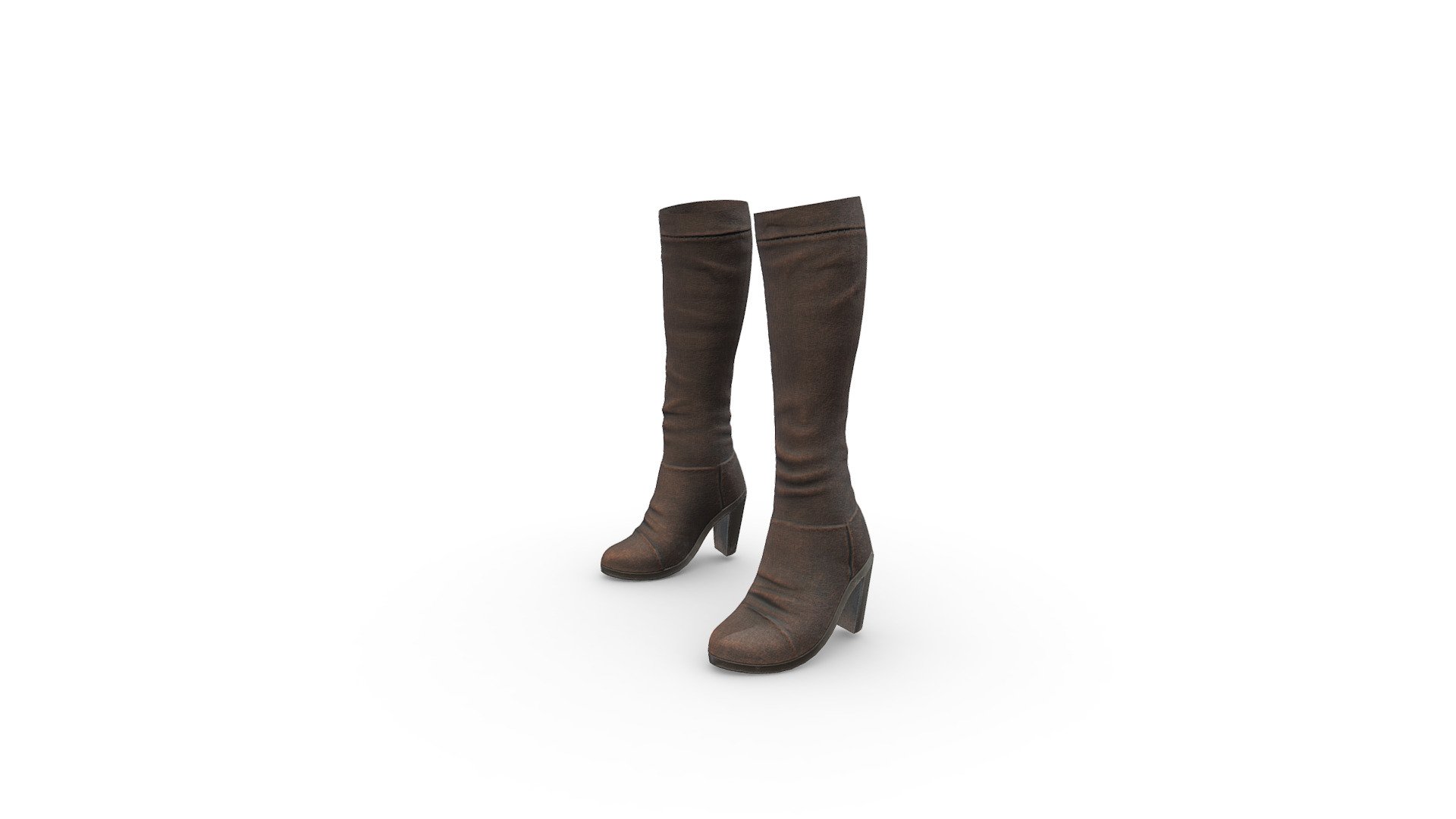 Female Brown Leather High Heel Calf Boots Buy Royalty Free 3D Model