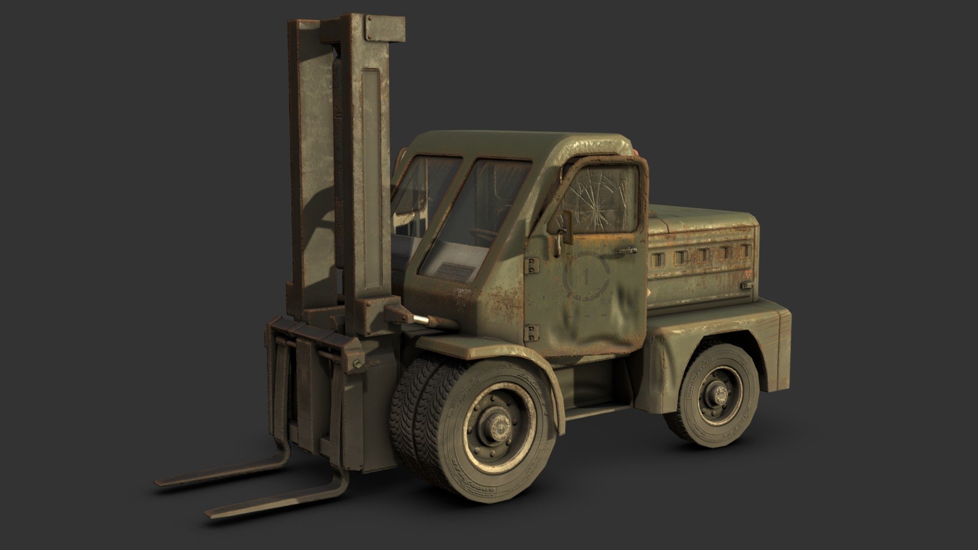 Old Heavy Forklift Buy Royalty Free 3D Model By Renafox Kryik1023