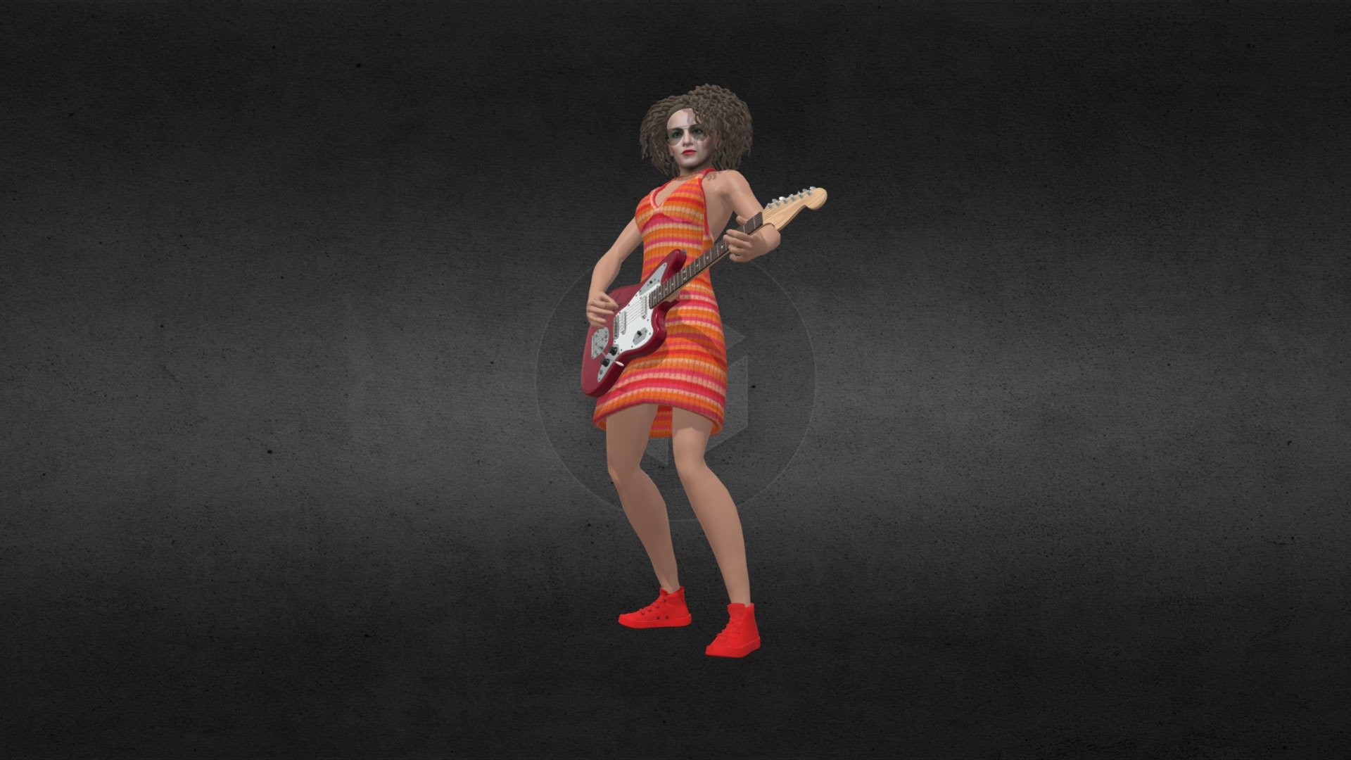 Female Guitarist Buy Royalty Free 3D Model By Imanboer 3e686b0