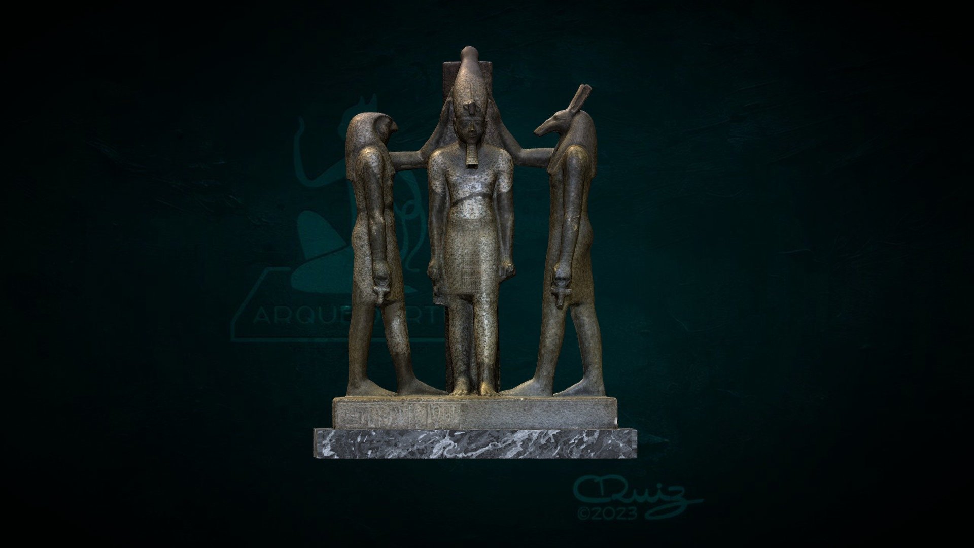 Ramses III Between Horus And Set Cairo Museum 3D Model By