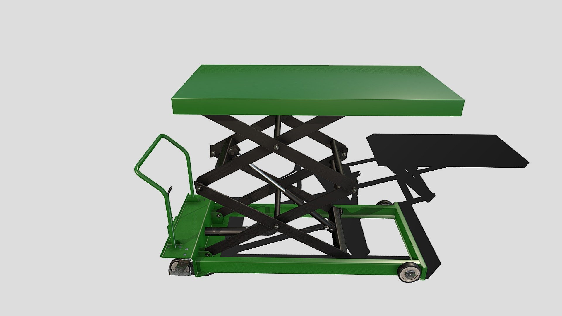 Animated Scissor Lift Table Green Buy Royalty Free 3D Model By