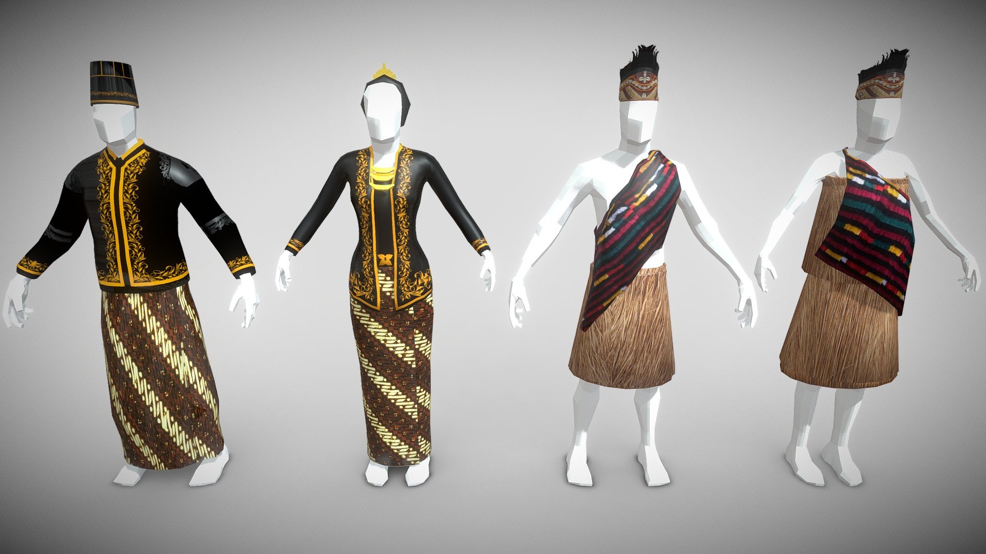 Baju Adat Jawa Dan Papua D Model By Q Letsonline D E