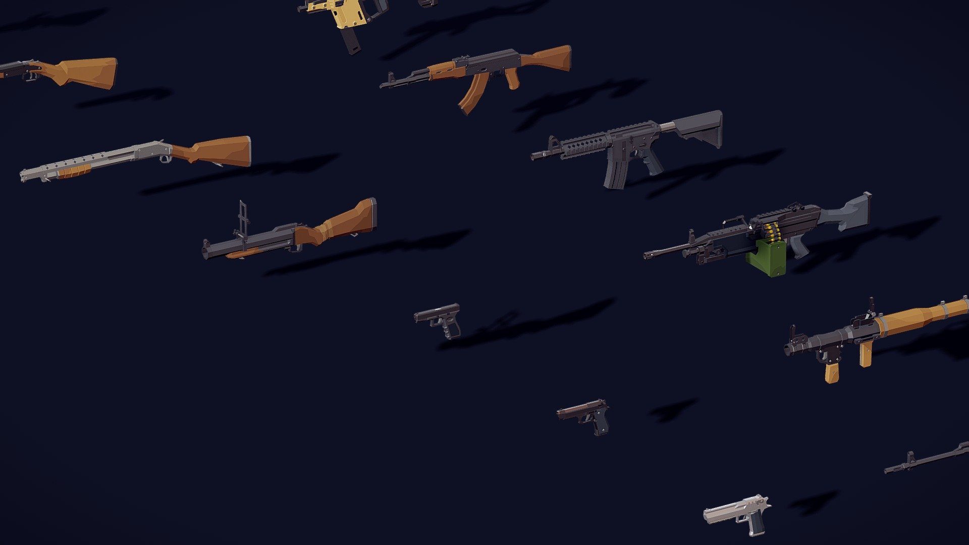 Poly Universal Pack Low Poly Guns 3D Model By Polyperfect