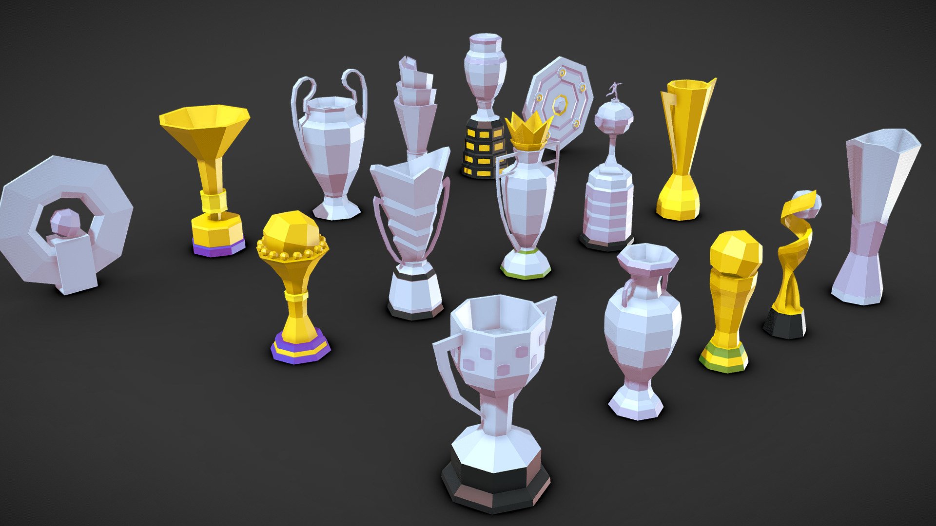 Lowpoly Trophies 3D Buy Royalty Free 3D Model By Shin Xiba 3D