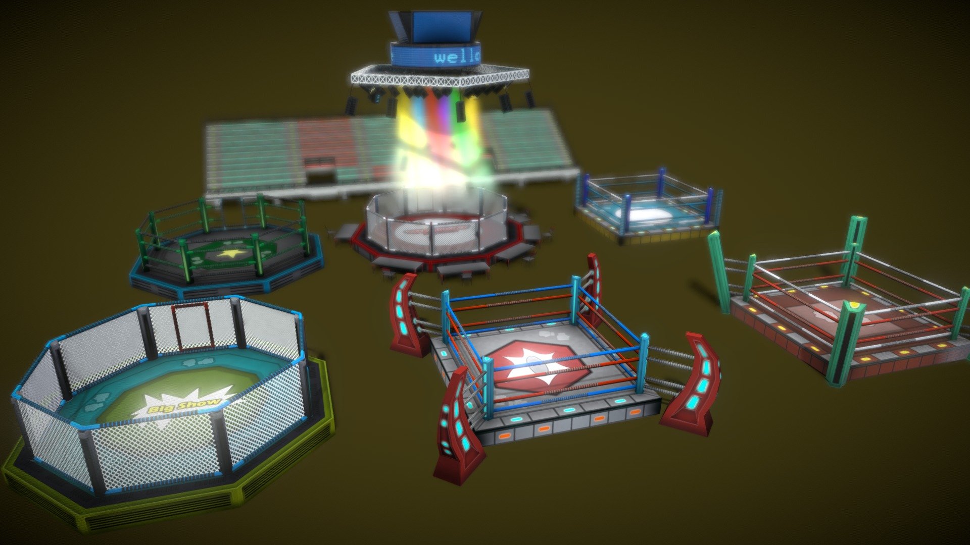 Cartoon Boxing Arena2023 Buy Royalty Free 3D Model By Vustudios