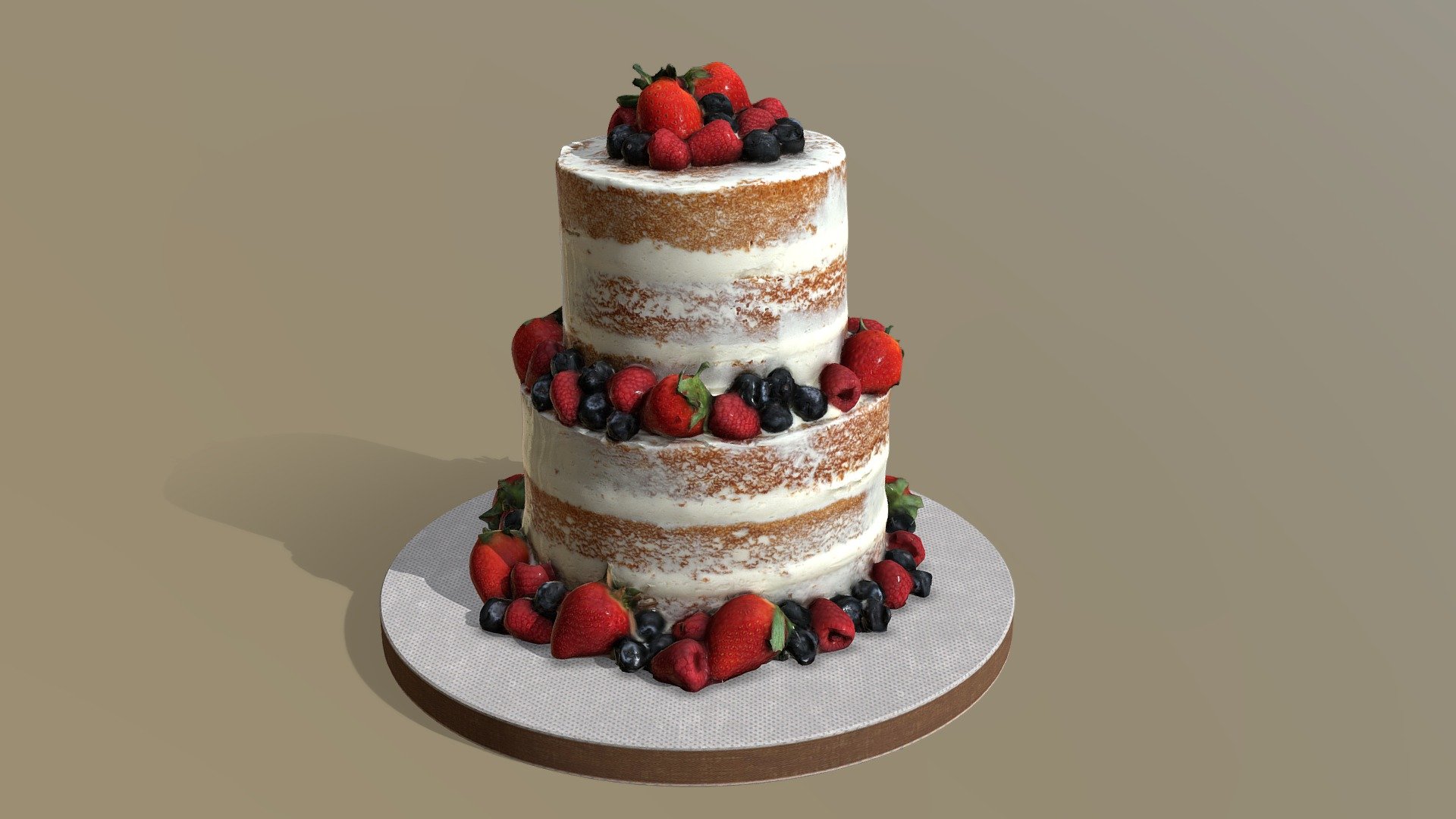 Semi Naked Berry Cake Buy Royalty Free D Model By Cakesburg Premium