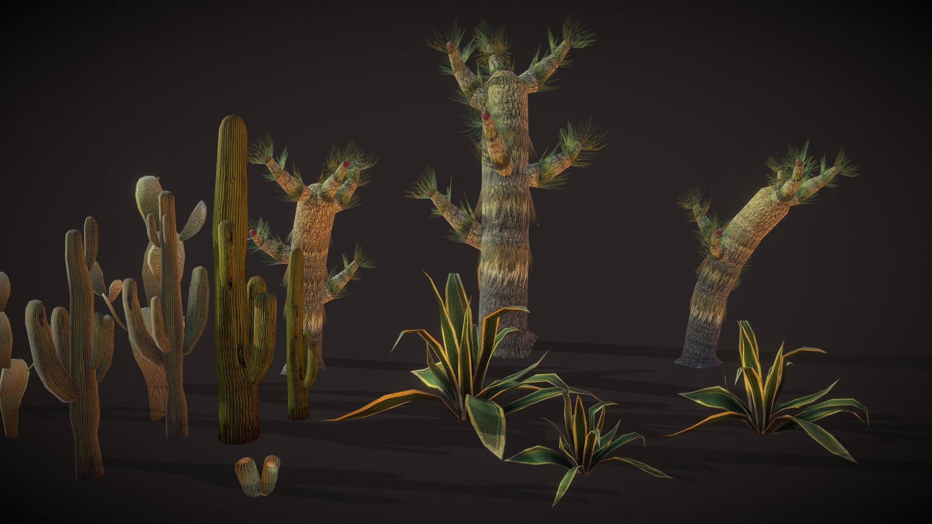 American Desert Plants Pack Buy Royalty Free 3D Model By Tosbin