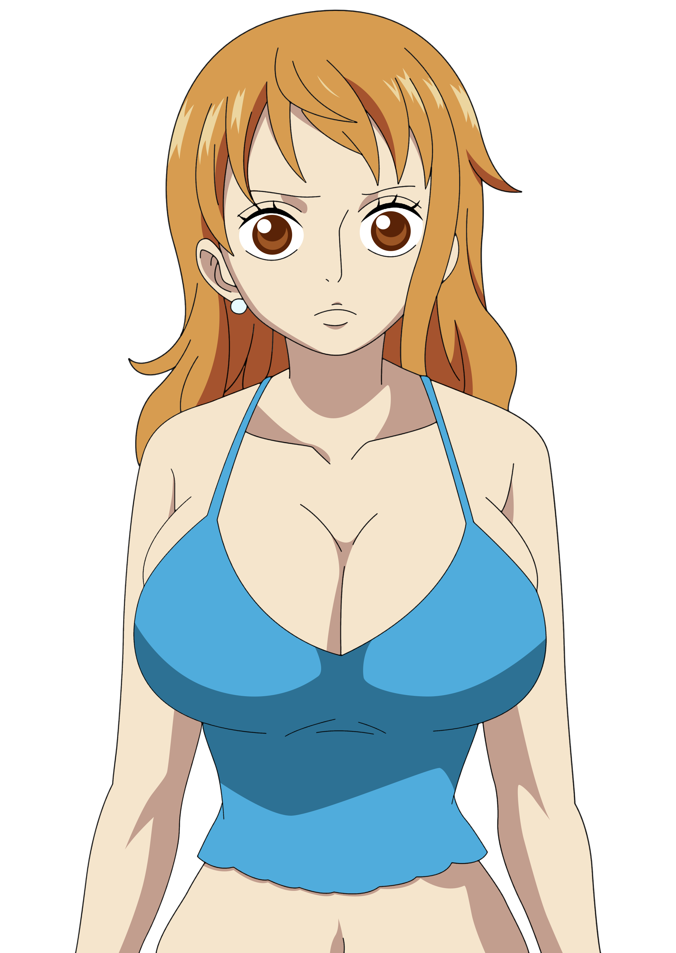 Nami breast - 🧡 Safebooru - 1girl :d arms up bare arms bare shoulders biki...