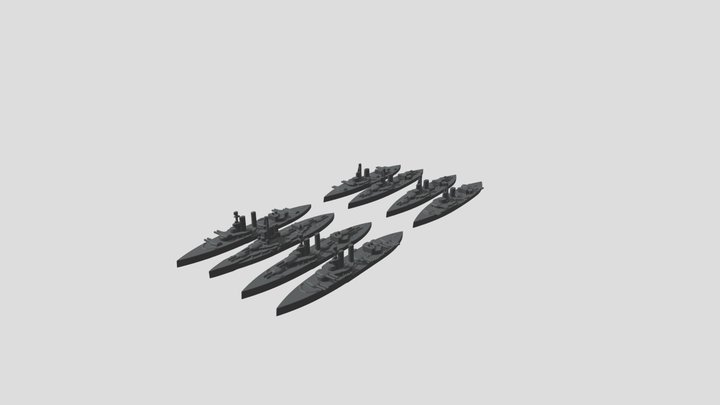 2nd Battle Squadron Jutland ww1 1/1200 3D Model