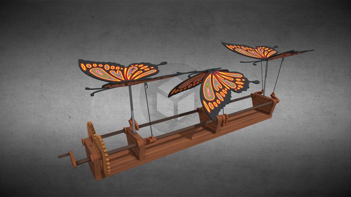 Butterflies Wooden Toy 3D Model