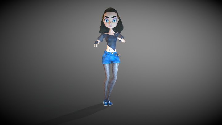 Gerl Cartoon Rumba Dancing 3D Model