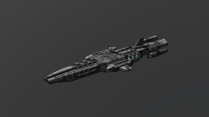 Scifi Battleship 3D Model