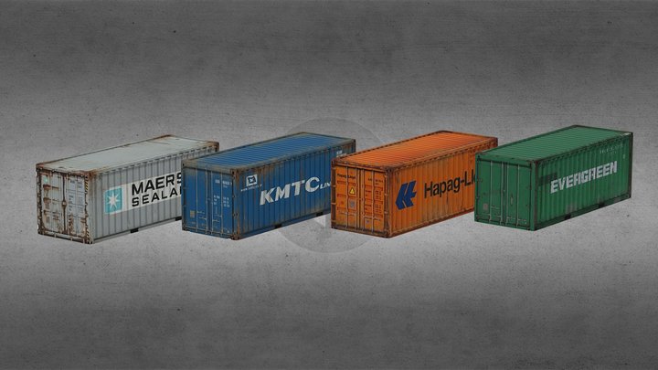 Truck Container Pack Low-poly ASIA 3D Model