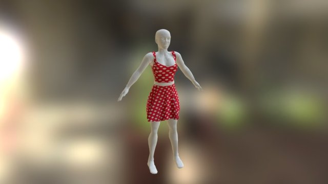 Poka dot Dress 3D Model
