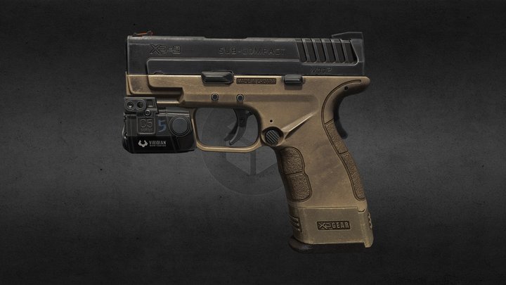 XD9 Sub-Compact Handgun 3D Model