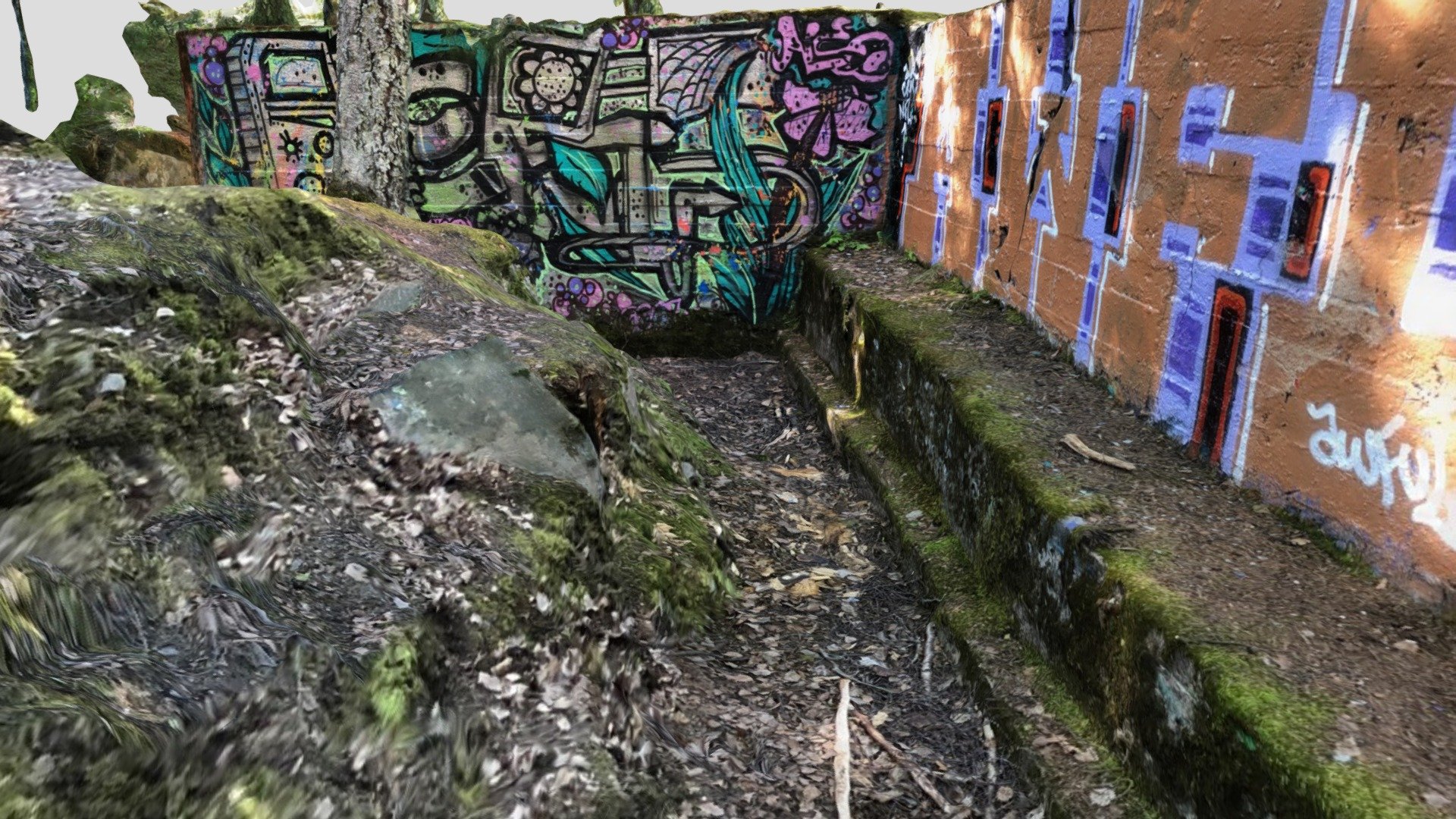 WW1 trench with graffitis, Helsinki, Finland
