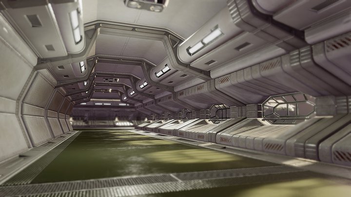 Spaceship Interior Scene 3D Model