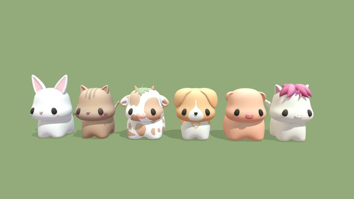 Cute Little Animals 3D Model