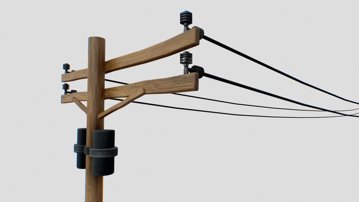 Electrical Powerline Pole (Free Asset) 3D Model