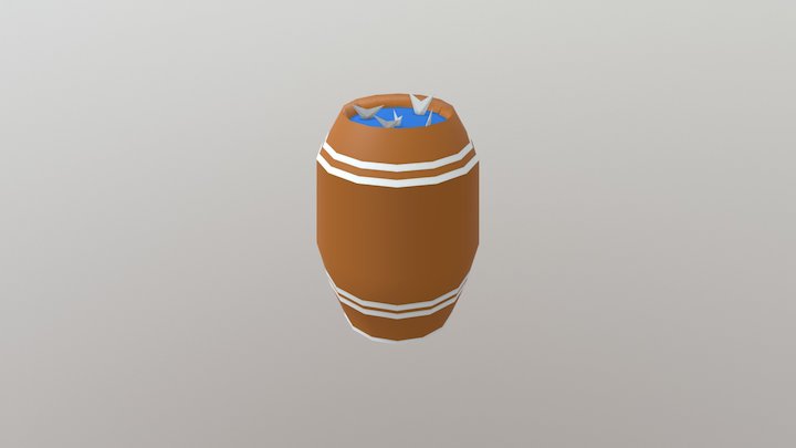 Low Poly Fish Barrel 3D Model