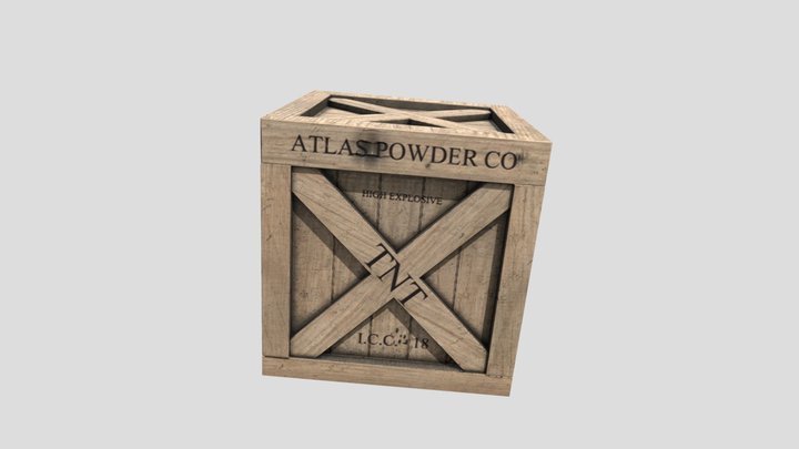 Vintage wooden box with Dynamite 3D Model