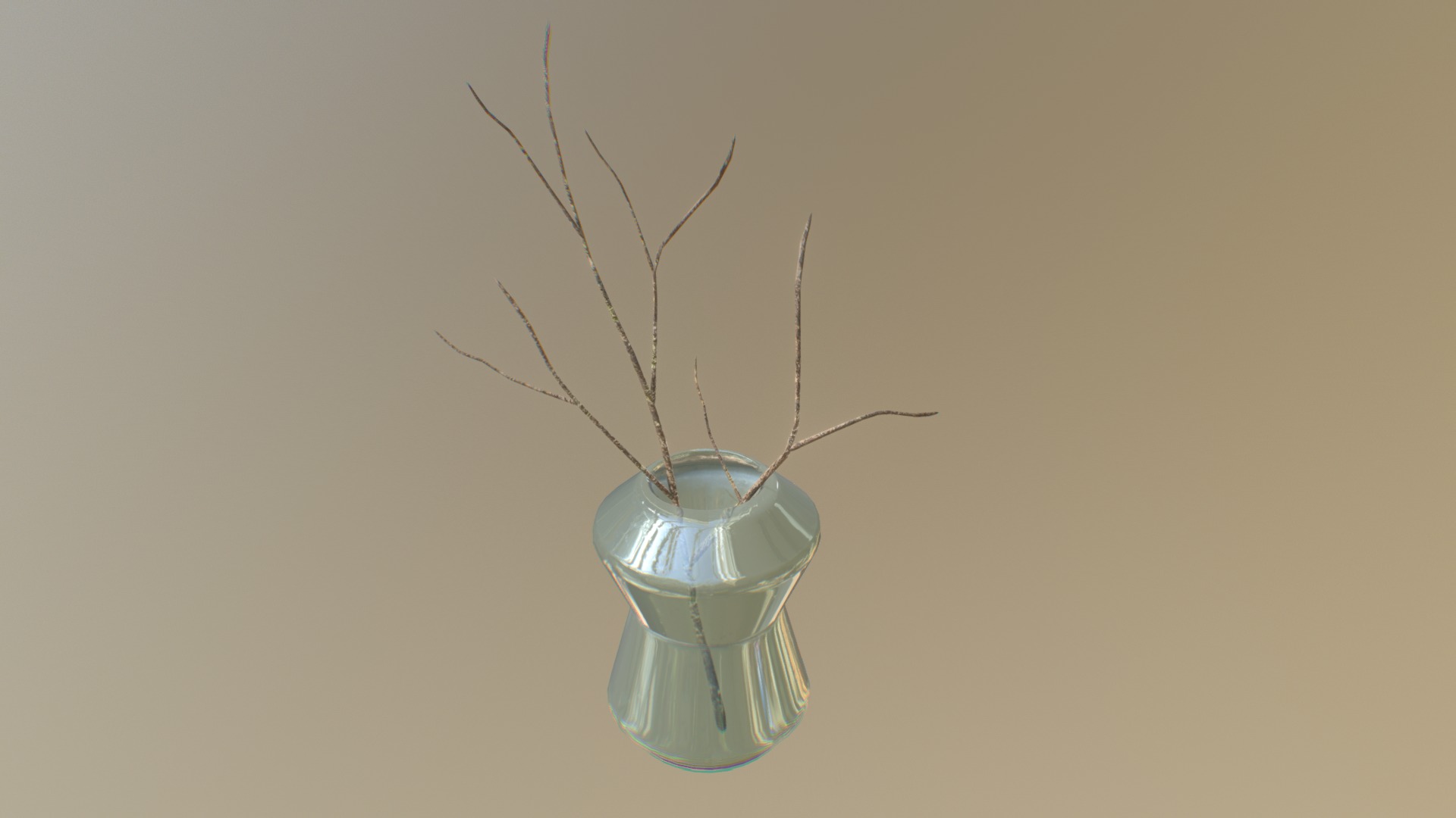 3D model Glass Vase with a Branch - This is a 3D model of the Glass Vase with a Branch. The 3D model is about a glass with a liquid in it.