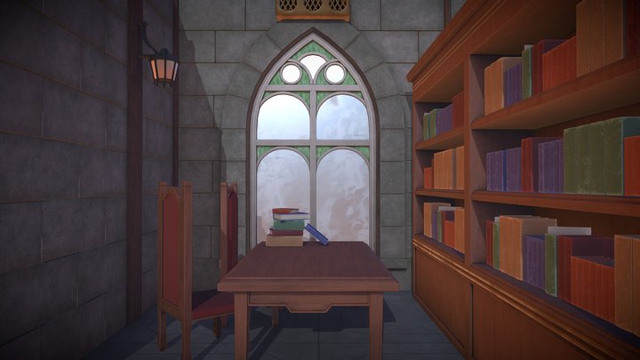 Castle Library 3D Model