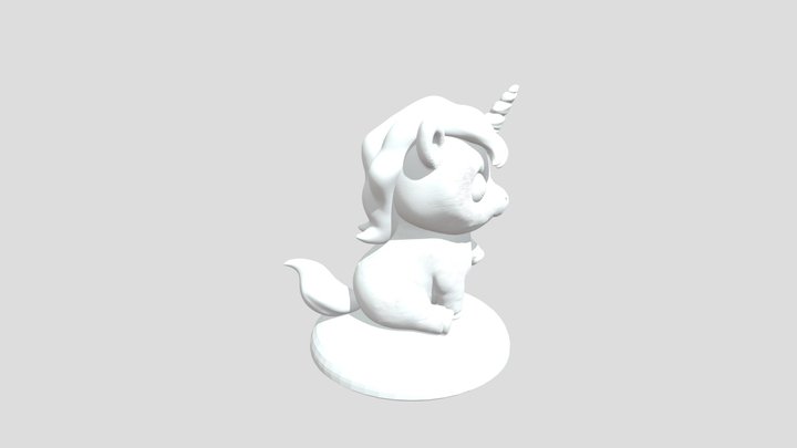 Cute Fluffy Baby Unicorn STL 3D Model