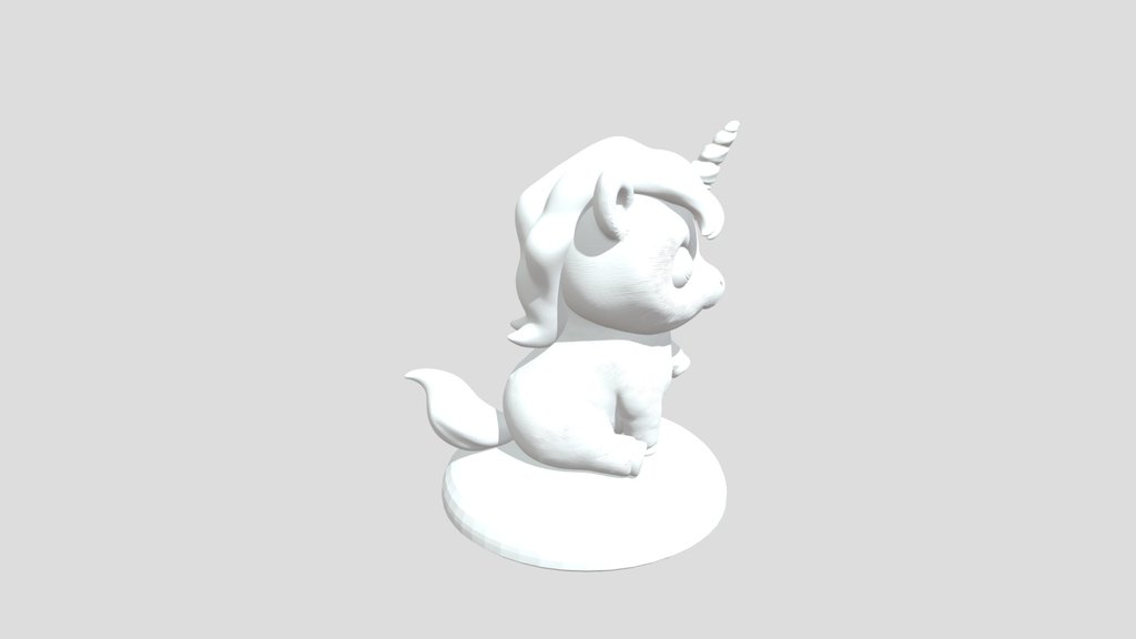Cute Fluffy Baby Unicorn STL 3D Model