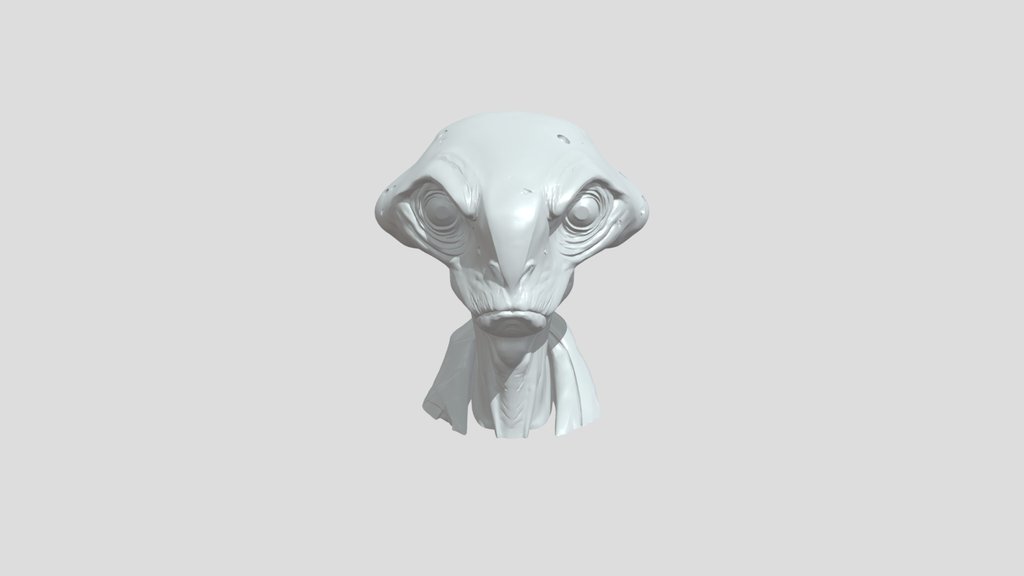 alien creature bust with large eyes