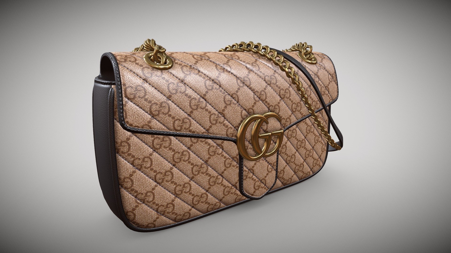 3D model Gucci GG Marmont Bag Beige Print VR / AR / low-poly