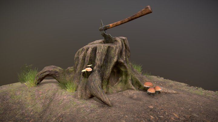 Tree stump diorama 3D Model