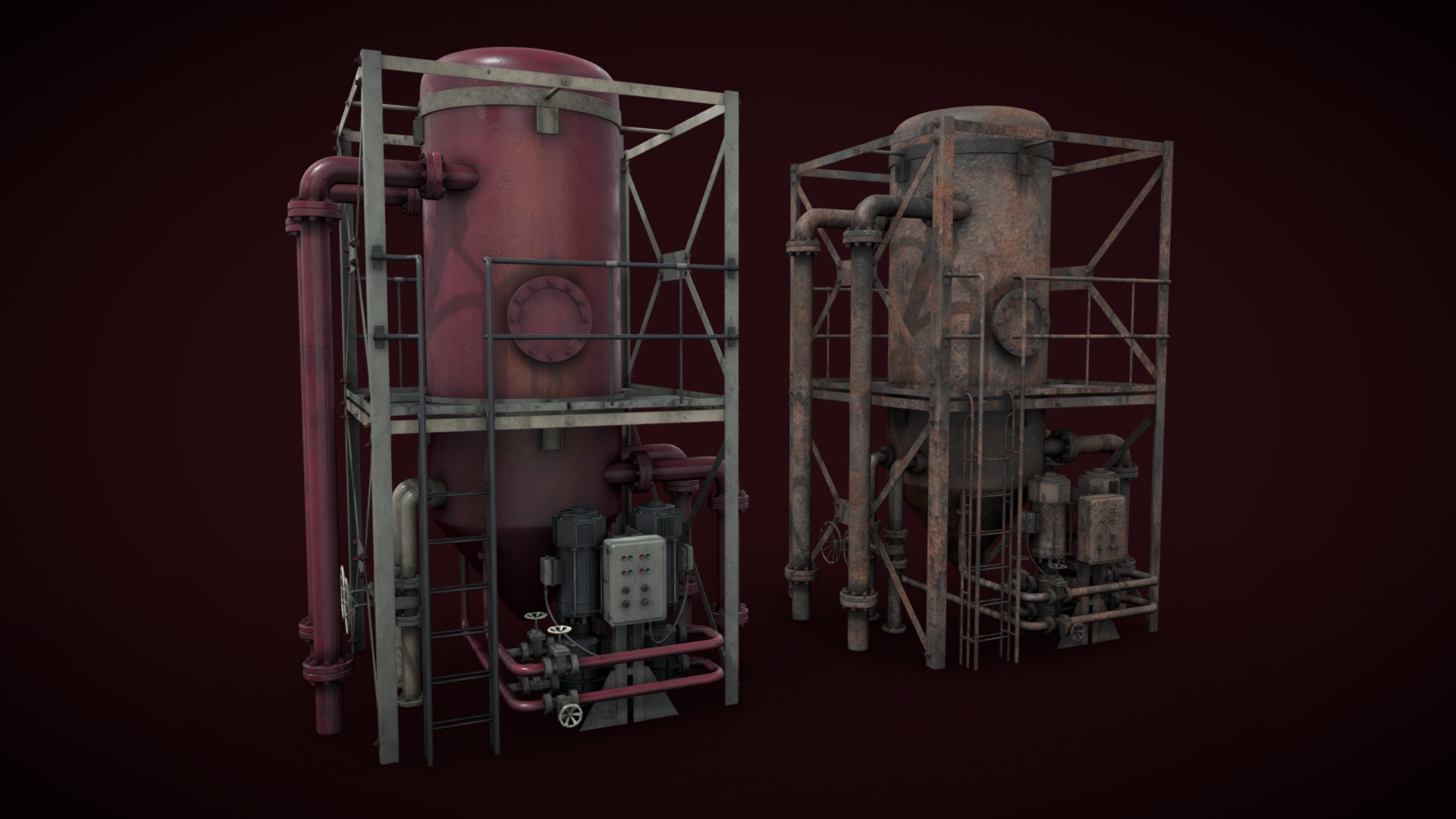 3D model Industrial gas separator - This is a 3D model of the Industrial gas separator. The 3D model is about a red and white machine.