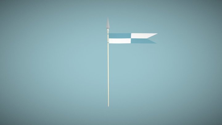 Tall Banner Spear Blue Heraldry 3D Model