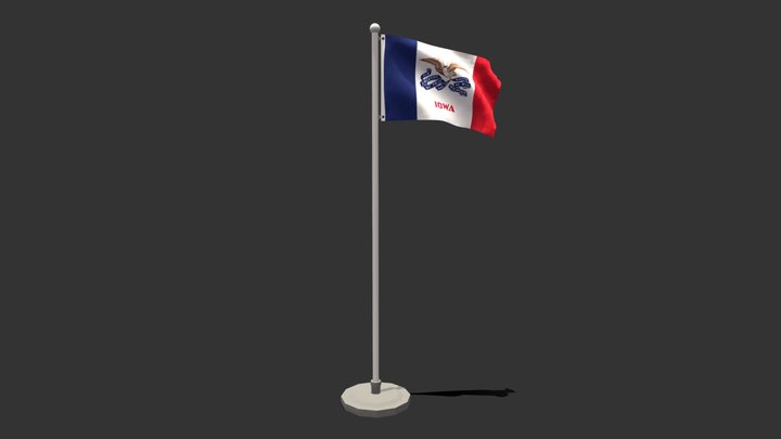 Low poly Seamless Animated Iowa Flag 3D Model