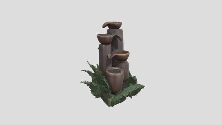 Serene Fountain Garden 3D Model