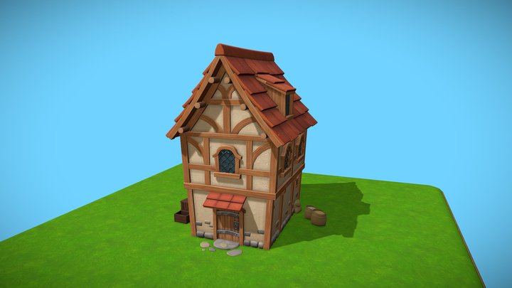Low Poly Medieval Town Pack V2 3D Model