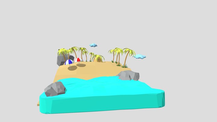 Low Poly Beach 3D Model