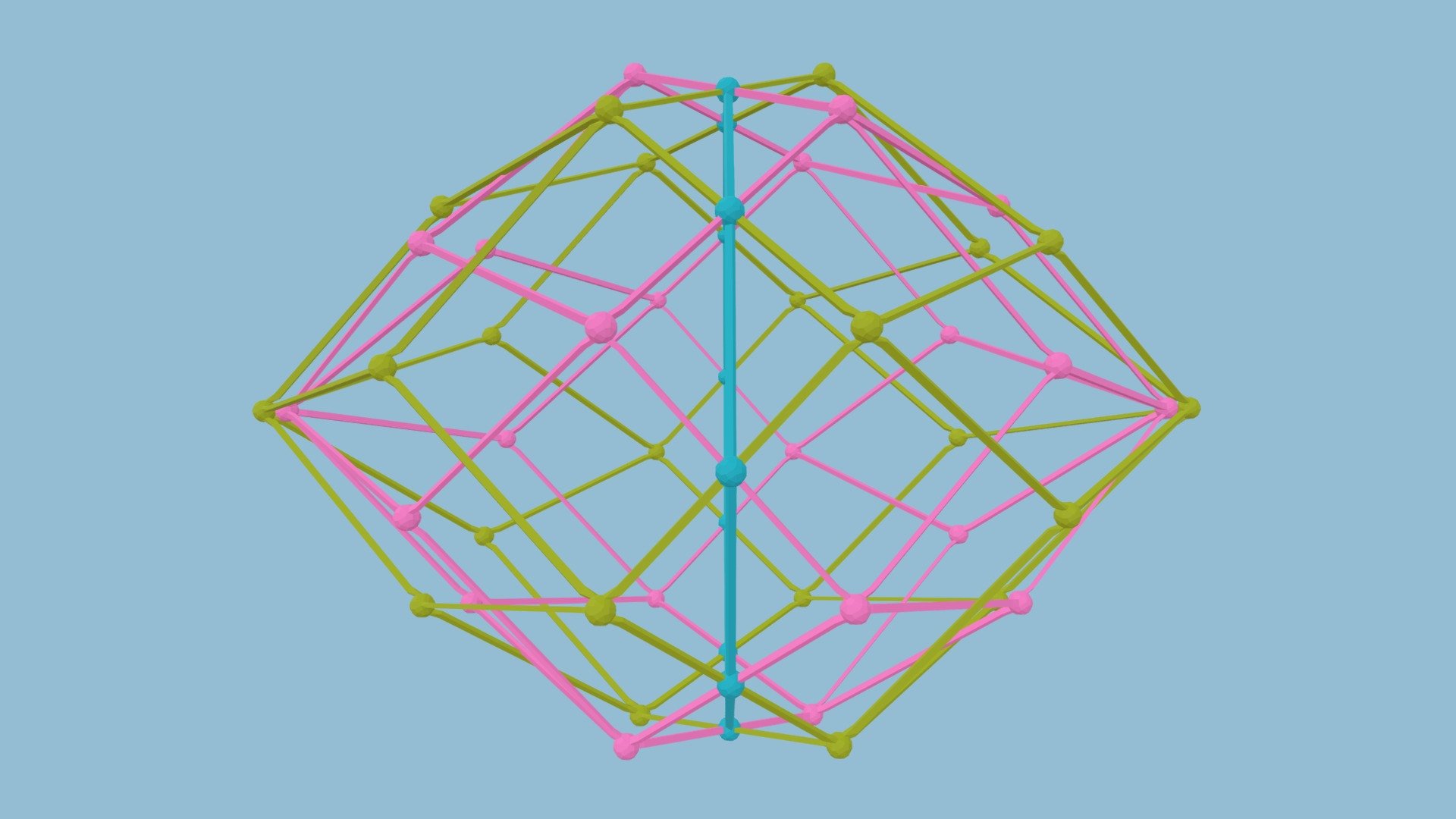 Rhombic Icosahedron in Pink & Olive Struts