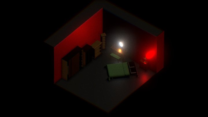 red room with a magic mirror 3D Model