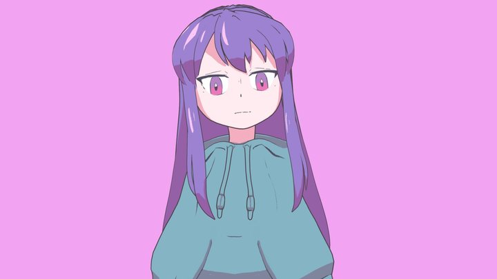 Purple hair girl 3D Model