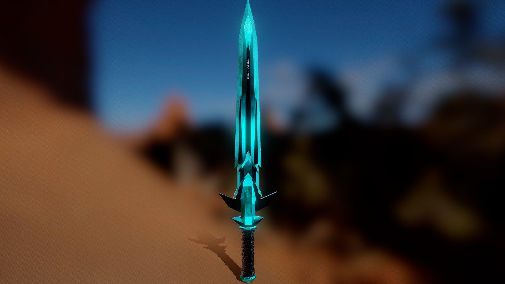 Low Poly Dark Cyan Fantasy Blade/Dagger/Sword