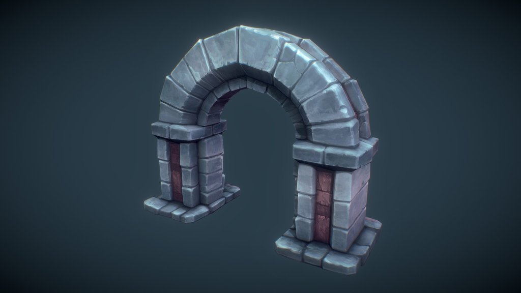 Low Poly Hand Painted Dungeon Arch