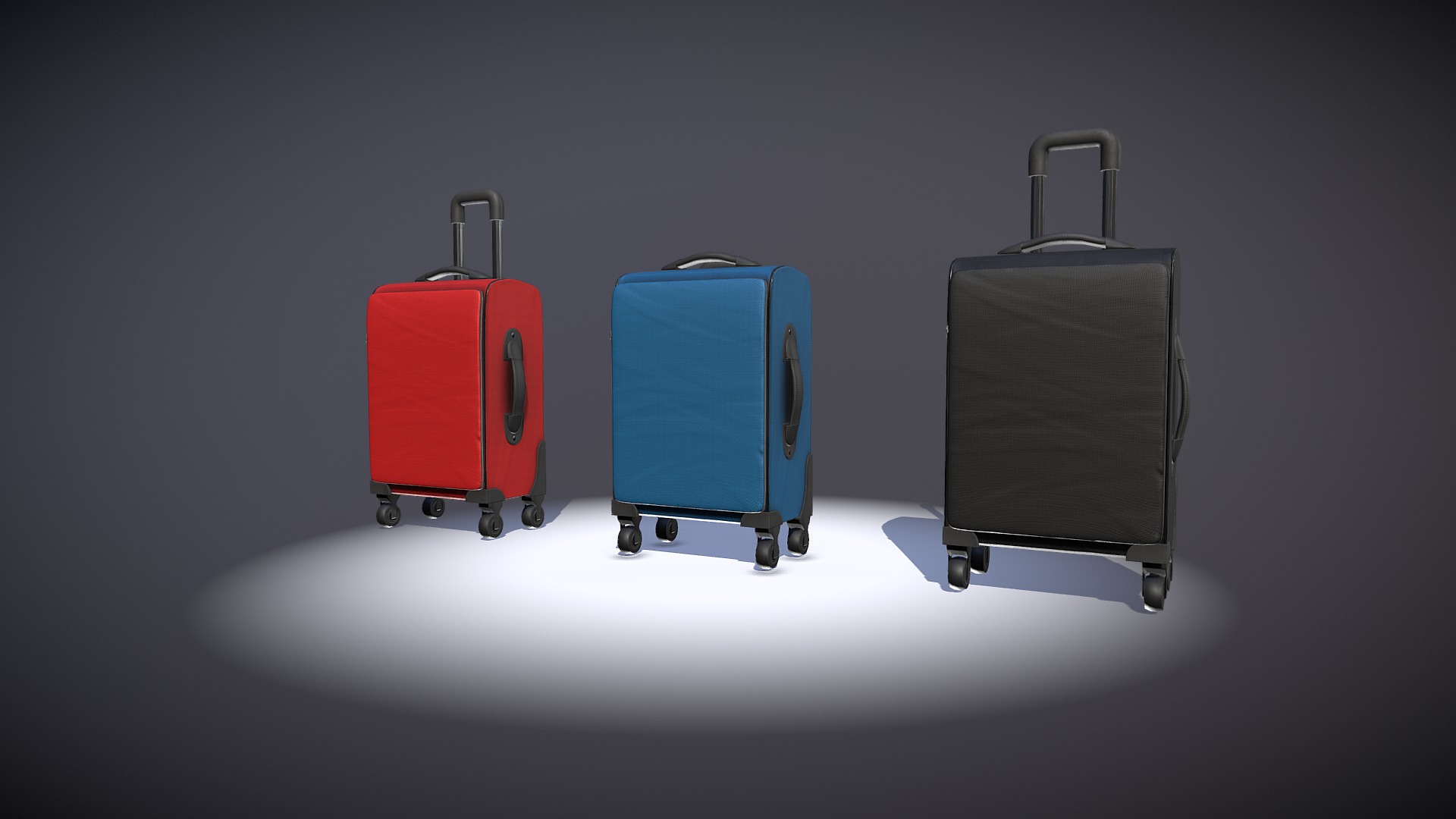 3D model Luggage 04 - This is a 3D model of the Luggage 04. The 3D model is about a few suitcases on wheels.