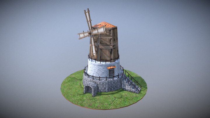 Windmill building - Low poly 3D Model