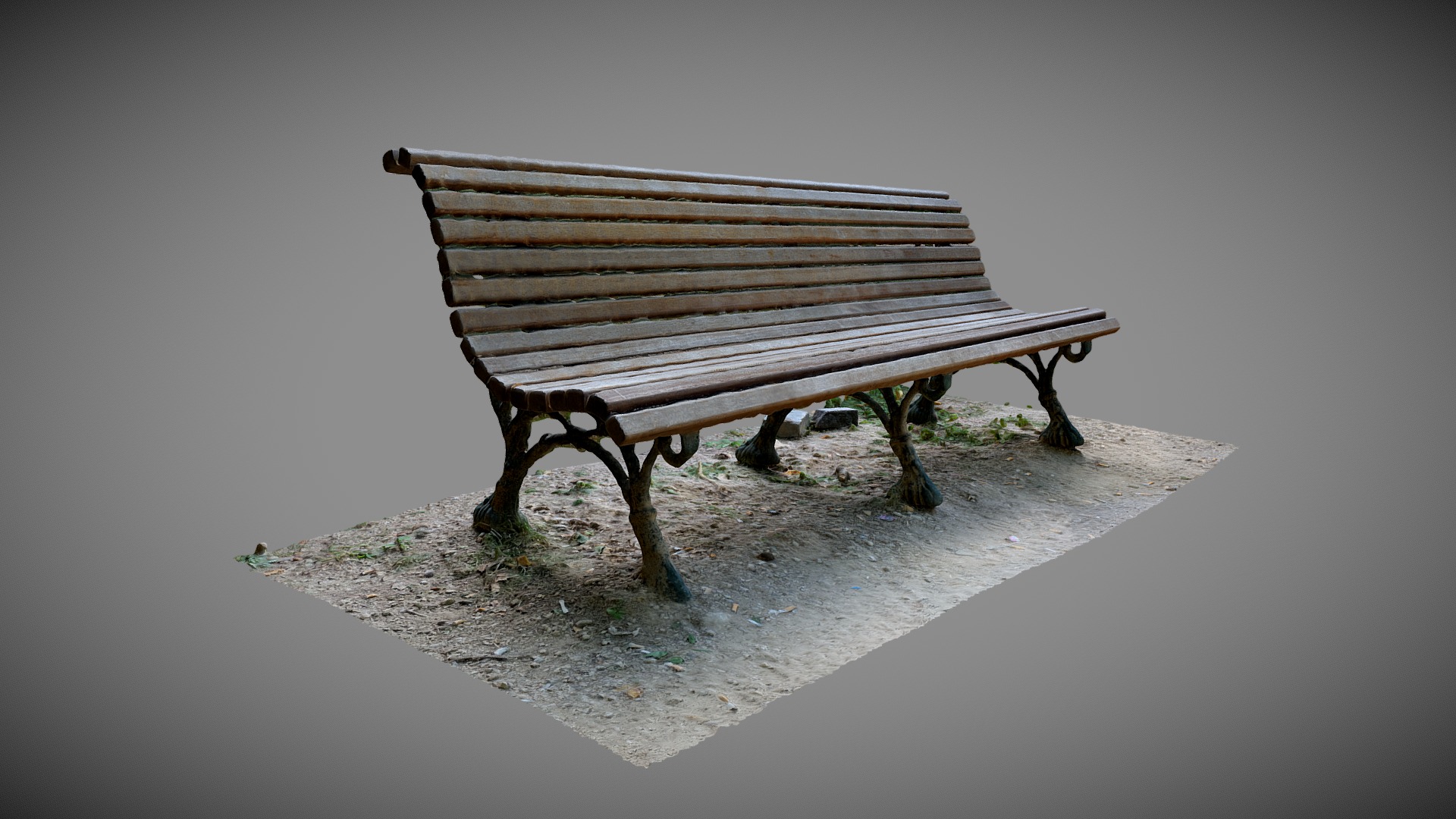 3D model Bench in park De Meeus - This is a 3D model of the Bench in park De Meeus. The 3D model is about a bench on a concrete surface.