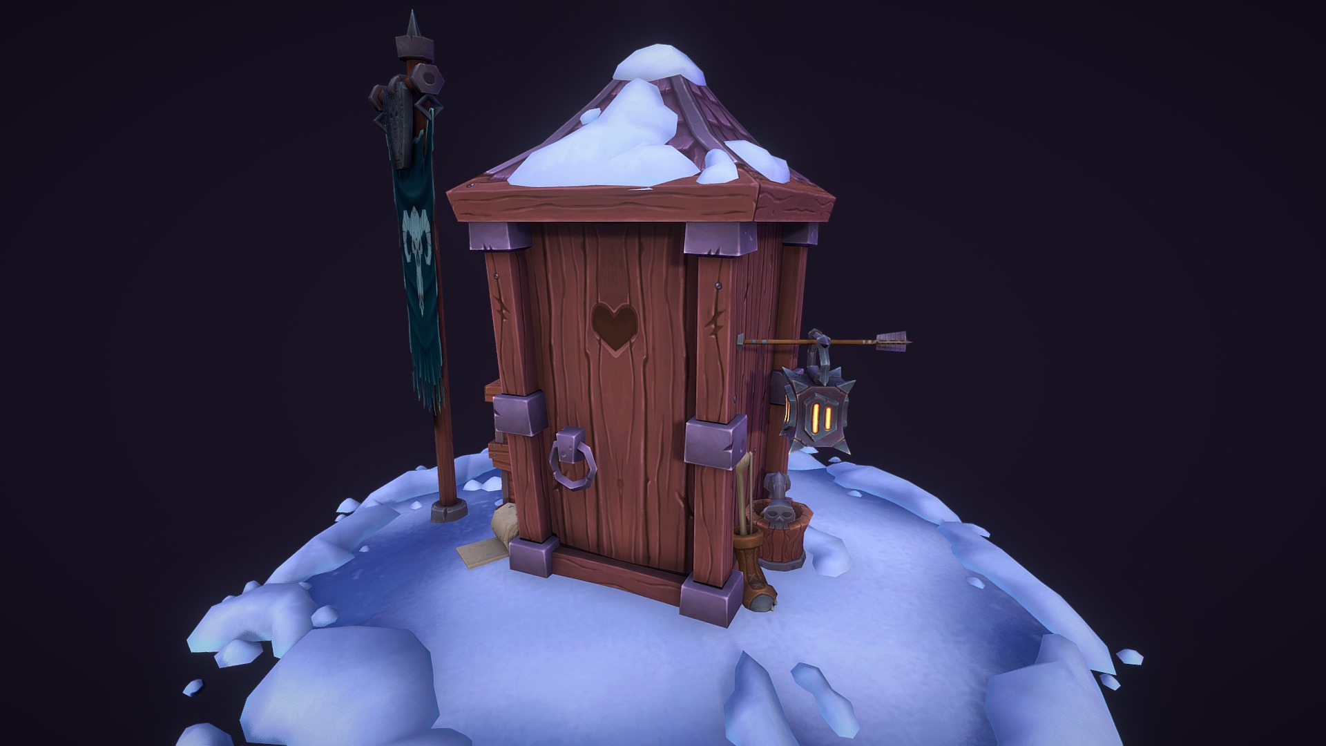 3D model Medieval Toilet (Store Edition) - This is a 3D model of the Medieval Toilet (Store Edition). The 3D model is about a wooden toy house on a bed.