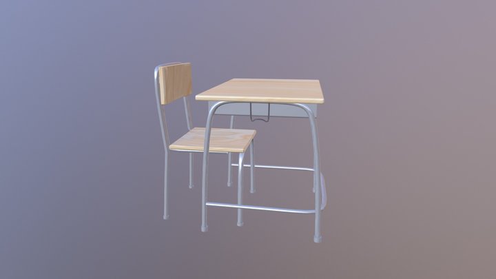 School Desk and Chair 3D Model