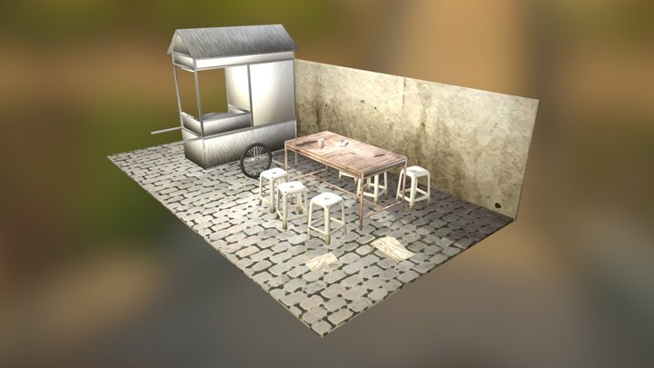 Asian Street Food Court 3D Model