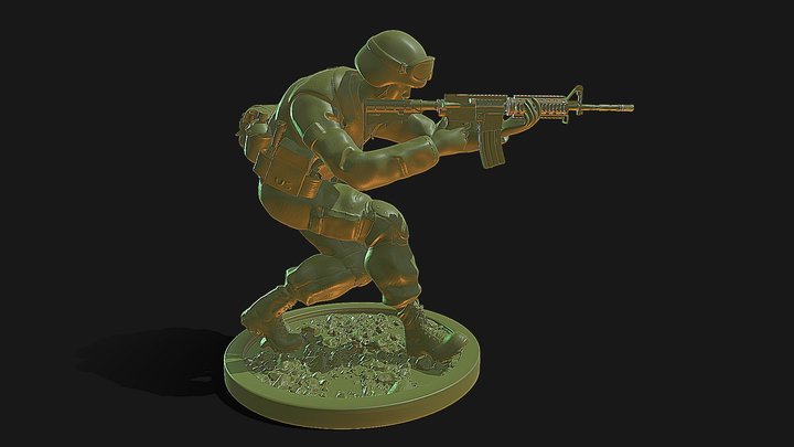 75th Ranger Crouch Walking - US Army 3D Model